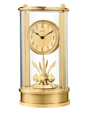 Bulova Isabel Anniversary Clock - Gold Finished Metal Case - Pendulum Base - B8820_3b8decbb-3ec5-4375-872e-469ad9f0173f