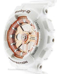 Casio Baby-G Ladies White & Rose Gold-Tone Analog-Digital - Resin Case & Strap - BA110-7A1A