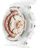 Casio Baby-G Ladies White & Rose Gold-Tone Analog-Digital - Resin Case & Strap - BA110-7A1A