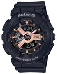 Casio Baby-G Ladies BA110 Series - Black/Rose Gold-Tone - Digital-Analog - 100M - BA110RG-1A