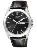 Citizen Quartz Mens Leather Strap Watch - Black Dial and Steel Case - Day/Date - BF0580-06E_42368695-34e6-4ed2-ae36-910d1debff4e