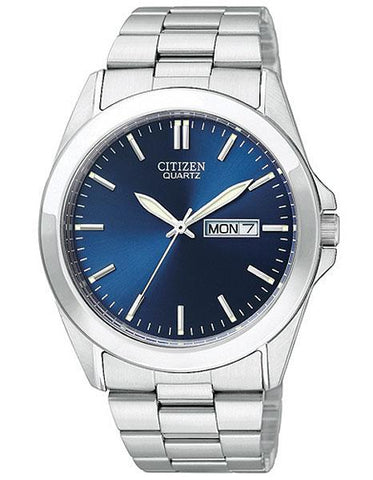 Citizen Quartz Mens Day/Date Watch - Blue Dial - Steel Case and Bracelet - BF0580-57L