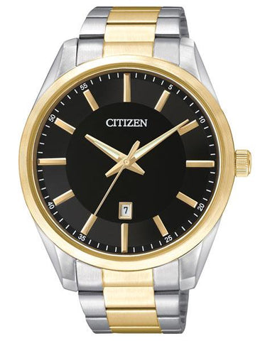 Citizen Quartz Mens Watch - Black Dial - Two-Tone - Bracelet - Date - 30m - BI1034-52E