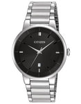 Citizen Quartz Mens Watch - Black Dial - Steel Case & Bracelet - Date Window - BI5010-59E