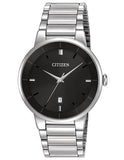 Citizen Quartz Mens Watch - Black Dial - Steel Case & Bracelet - Date Window - BI5010-59E