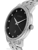 Citizen Quartz Mens Swarovski Crystal Dress- Stainless Steel - Black Dial - 50M - BI5030-51EA