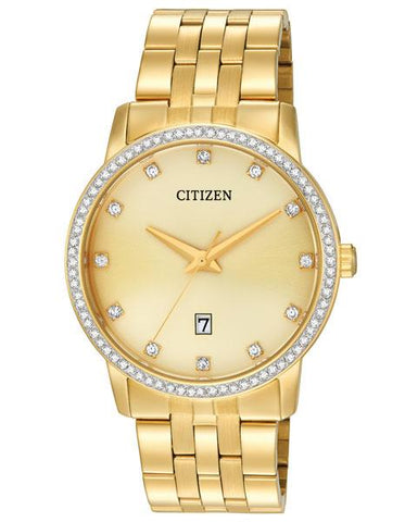 Citizen Quartz Mens Swarovski Crystal Dress- Gold Tone - Gold Dial - BI5032-56P_b5eeb432-babf-4852-9680-11dba19a98f1