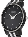 Citizen Mens Quartz SL - Two-Tone Black Dial & Case & Bracelet - Crystal - Date - BI5037-52EA