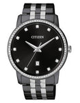 Citizen Mens Quartz SL - Two-Tone Black Dial & Case & Bracelet - Crystal - Date - BI5037-52E