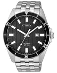 Citizen Quartz Mens Watch - Stainless Steel - Black Dial - Date - Bracelet - BI5050-54E