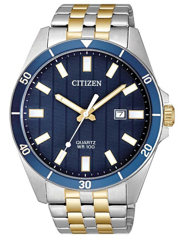 Citizen Quartz Mens Watch - Stainless & Gold-Tone - Blue Dial - Date - Bracelet - BI5054-53L_908d42e4-e7b9-449a-a3e2-3a99fc28d862