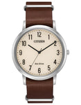 Citizen Mens Chandler Eco-Drive Watch - Ivory Dial - Leather Strap - 50m - BJ6500-21A