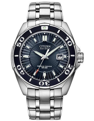 Citizen Mens Signature Courageous Perpetual Calendar - Blue Dial - Steel - 300m - BL1258-53L