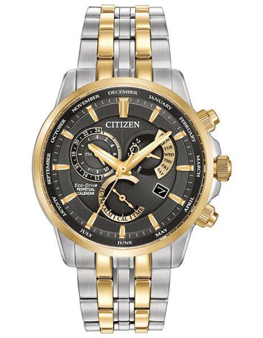 Citizen Eco Drive Mens Calibre 8700 Perpetual Calendar - Two-Tone - Bracelet - BL8144-54H