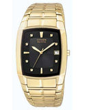 Citizen Mens Eco-Drive - Gold-Tone - Black Dial - Bracelet - Date - BM6552-52E