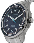 Citizen Eco-Drive Mens Titanium Watch - Dark Blue Dial - Bracelet - 100m - Date - BM6929-56LA