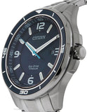 Citizen Eco-Drive Mens Titanium Watch - Dark Blue Dial - Bracelet - 100m - Date - BM6929-56LA