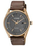 Citizen Mens DRIVE CTO - Rose Gold-Tone - Leather Strap - Grey Dial - Date - BM6983-00H_0496b27d-c0f9-4b9c-8f1d-b35722eb0c91