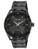 Citizen Mens DRIVE CTO - Black Case & Bracelet - Green Accents - Date - 100m - BM6985-55E_623b059b-93b6-4cef-920e-916288411f16