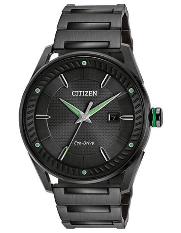 Citizen Mens DRIVE CTO - Black Case & Bracelet - Green Accents - Date - 100m - BM6985-55E_623b059b-93b6-4cef-920e-916288411f16