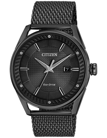 Citizen DRIVE CTO Mens Watch - Black Case & Dial - Mesh Bracelet - Date - 100m - BM6988-57E