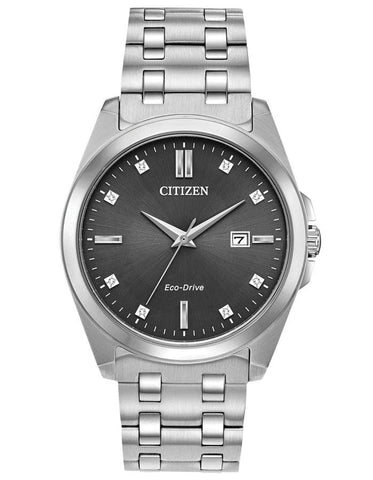 Citizen Eco-Drive Corso -  Stainless Steel - Diamonds - Gray - Date - Bracelet - BM7100-59H