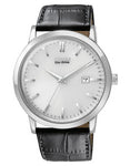 Citizen Eco-Drive Mens Strap Watch - Silver-Tone Dial - Leather - Stainless Case - BM7190-05A