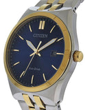 Citizen Eco-Drive Mens Corso Watch - Two-Tone Case & Bracelet - Blue Dial - Date - BM7334-58LA