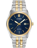 Citizen Eco-Drive Mens Corso Watch - Two-Tone Case & Bracelet - Blue Dial - Date - BM7334-58L