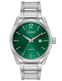 Citizen DRIVE CTO Mens Watch - Stainless Steel - Green Dial - Date - Bracelet - BM7410-51X