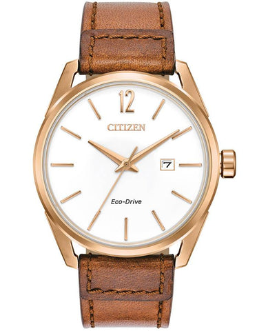 Citizen Drive Mens Watch - Rose Gold-Tone - White - Date - Leather Strap - BM7413-02A_7f6a5a7d-8919-4712-be4f-81f2cfc0c39b