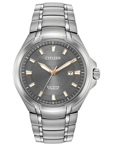 Citizen Mens Eco-Drive Paradigm Watch - Titanium - Gray Dial - Date - Bracelet - BM7431-51H