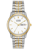 Citizen Mens Eco-Drive Expansion Band - Two-Tone - White Dial - Day/Date - BM8454-93A