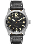 Citizen Eco-Drive Mens Chandler Watch - Black Dial - Leather Strap - Day/Date - BM8471-01E