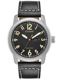 Citizen Eco-Drive Mens Chandler Watch - Black Dial - Leather Strap - Day/Date - BM8471-01E