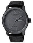 Citizen Eco-Drive Chandler - Black - Canvas Strap Watch - Day/Date - 100 Meters - BM8475-00F