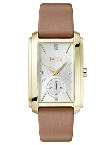 Hugo Boss Womens Aspiration Watch - Carnation Gold-Tone - Gemstones - Leather - BOSS-1502439