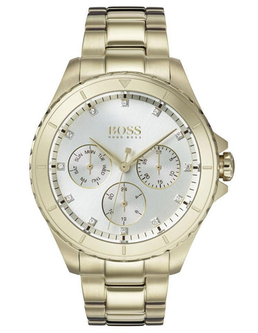 Hugo Boss Womens Premiere Watch - Light Gold-Tone - Gemstone Markers - Bracelet - BOSS-1502445