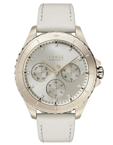 Hugo Boss Womens Premiere Watch - Carnation Gold-Tone - Gemstones - Leather - BOSS-1502447