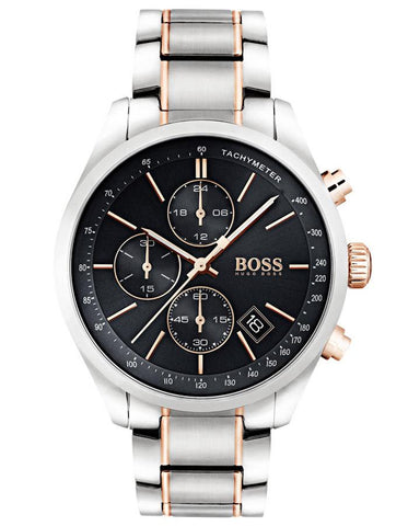 Hugo Boss Mens Grand Prix Watch - Stainless Steel - Chronographs -Date -Bracelet - BOSS-1513473