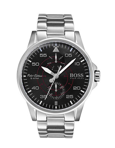 Hugo Boss Mens Aviator Watch - Stainless Steel - Bracelet - Day/Second Sub-dials - BOSS-1513518_52776ede-4768-4856-b06a-6d9b65294590