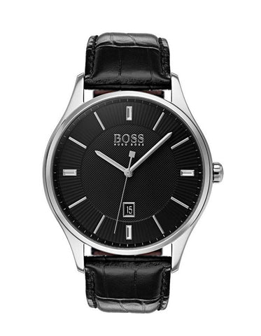 Hugo Boss Mens Govenor Dress Watch - Stainless Steel - Black Leather Strap -Date - BOSS-1513520_4ad508b8-120e-46ce-973b-3355db58e651