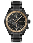 Hugo Boss Mens Grand Prix Watch - Black Metal - Chronographs - Date - Bracelet - BOSS-1513578