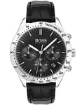 Hugo Boss Mens Talent Watch - Stainless Steel - Tachymeter - Black Croc Leather - BOSS-1513579