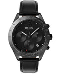 Hugo Boss Mens Talent Watch - Black Metal - Tachymeter - Black Leather Strap - BOSS-1513590_f243540d-3259-4763-a861-d513075efee1