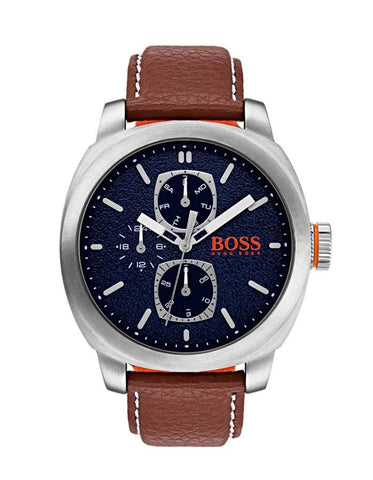 Hugo Boss Mens Cape Town Watch - Stainless Steel - Brown Leather Strap - 24-Hour - BOSS-1550027_b1e94933-67c3-4f77-9961-325a8e9adbd7