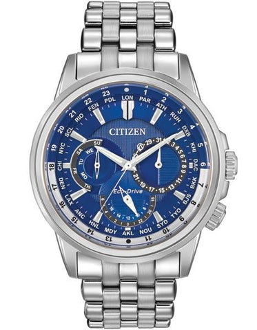 Citizen Eco-Drive Mens Calendrier - Blue Dial - Stainless Case & Bracelet - BU2021-51L