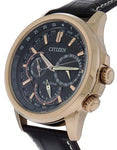 Citizen Eco-Drive Mens Calendrier - Black Dial - Rose Gold-tone Case - Leather - BU2023-04EA