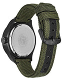 Citizen Eco-Drive Mens Chandler Watch - Day/Date - Black Dial - Green Nylon - BU2055-16EC