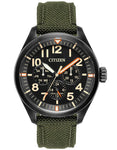 Citizen Eco-Drive Mens Chandler Watch - Day/Date - Black Dial - Green Nylon - BU2055-16E_5778447c-a018-4b43-b311-4e20bd6984cd